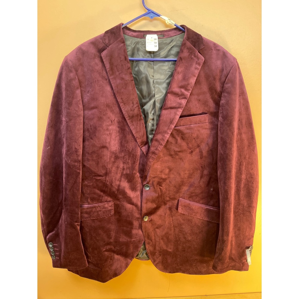 C&A Canda Mens Velvet Blazer Plum Purple Tailored Fit Sport Coat Size EU 58